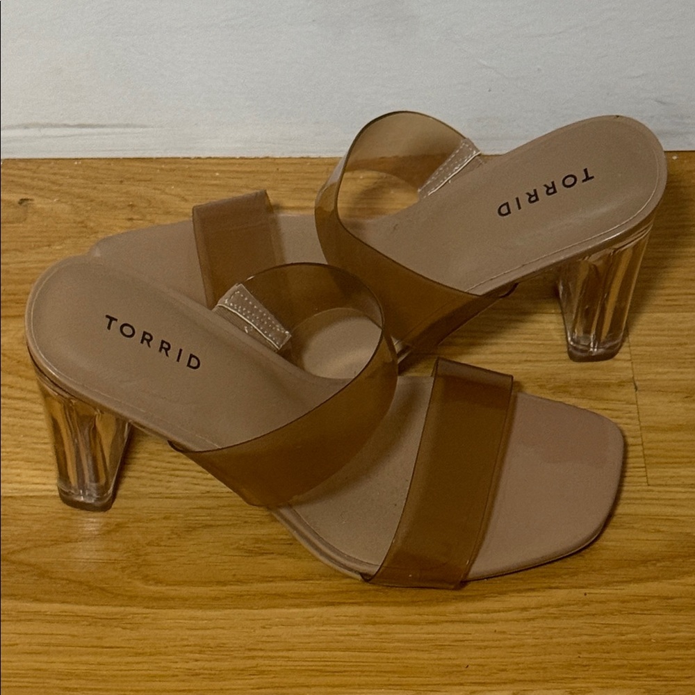 Torrid Nude Clear double strap block heels SIZE 9W